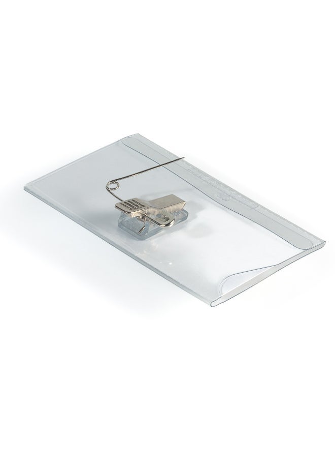 Durable 50 Pcs Clear Plastic ID Badge Holders with Clip, Vertical/Horizontal Orientation, Box of 50 Pieces - Image 2